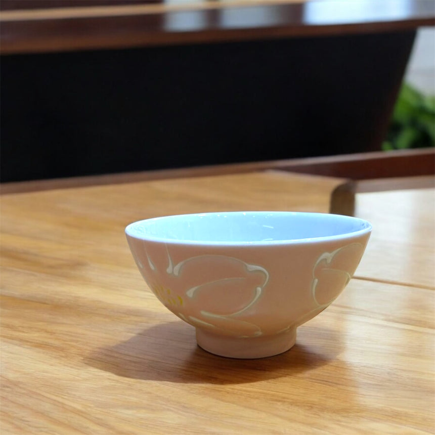 飯茶碗 花 ピンク