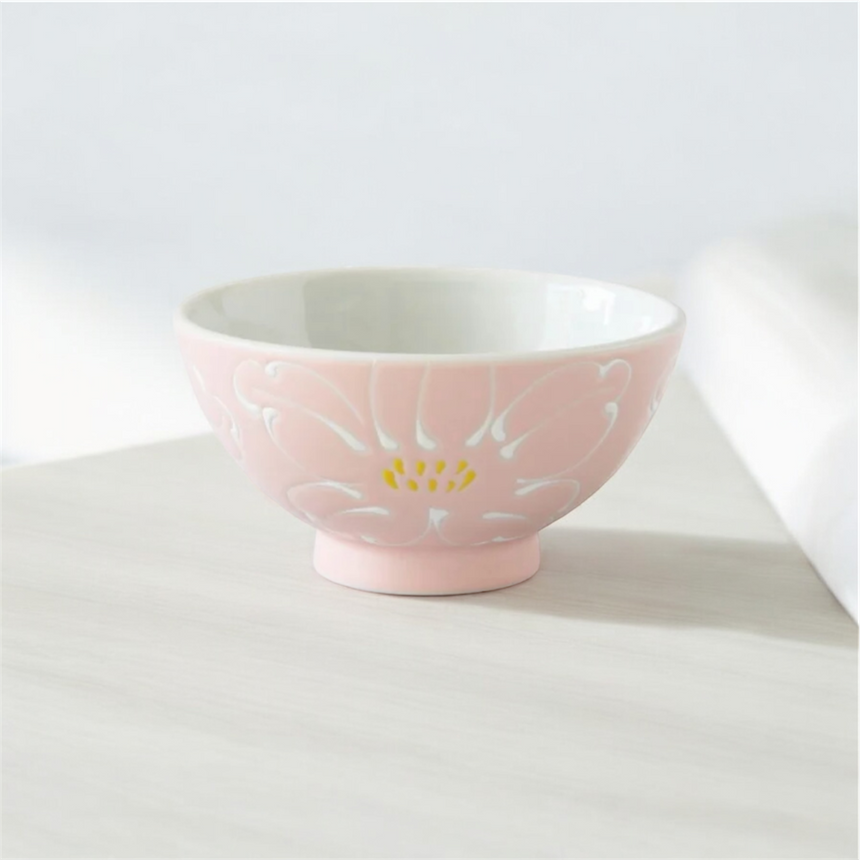 飯茶碗 花 ピンク