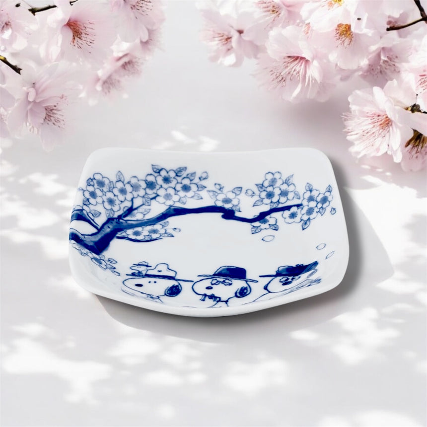 スヌーピー角皿 お花見