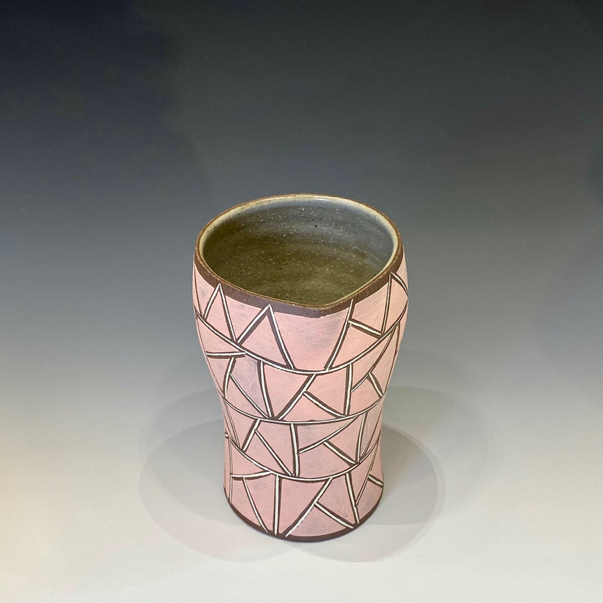 Tasse à bière carrée incrustée de ligne ronde en forme de fraise rose