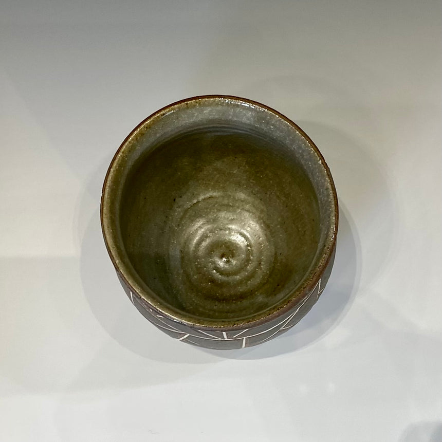 彩色線象嵌湯呑 グレー