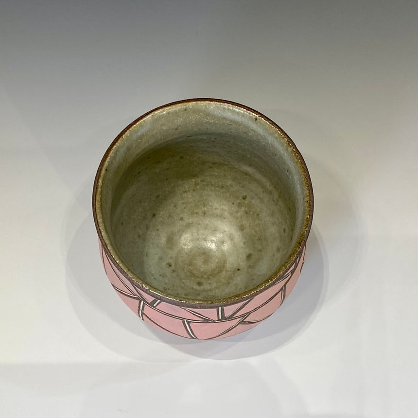 彩色線象嵌湯呑 ピンク