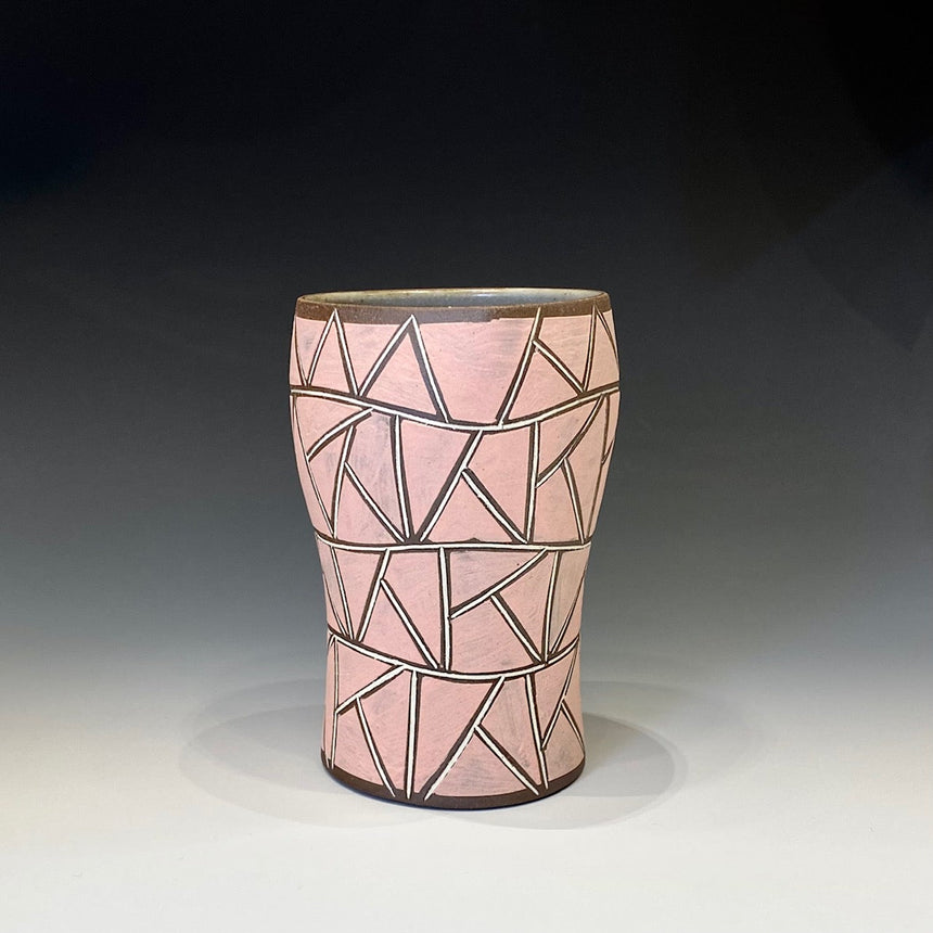 Tasse à bière carrée incrustée de ligne ronde en forme de fraise rose