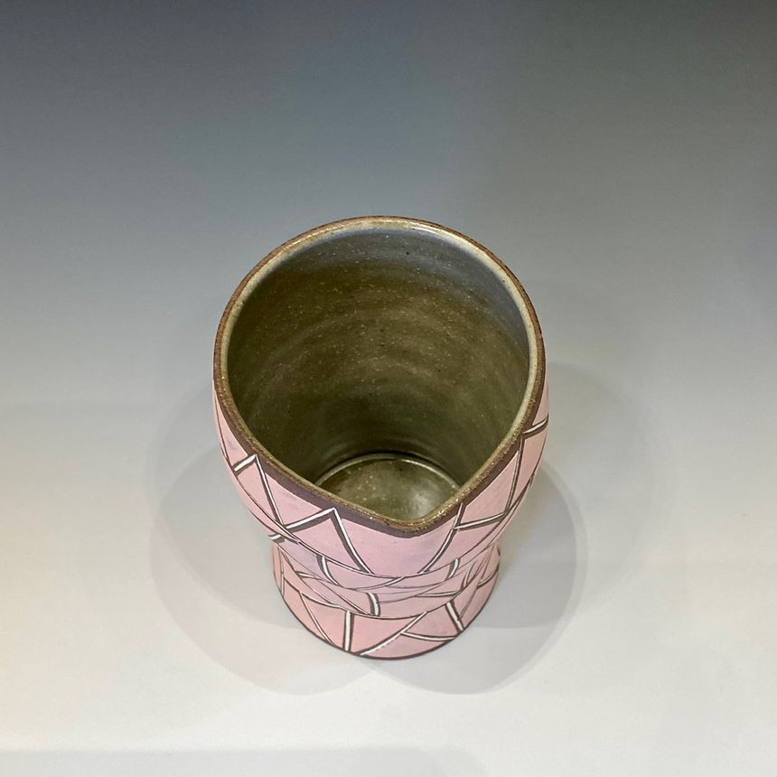 Tasse à bière carrée incrustée de ligne ronde en forme de fraise rose