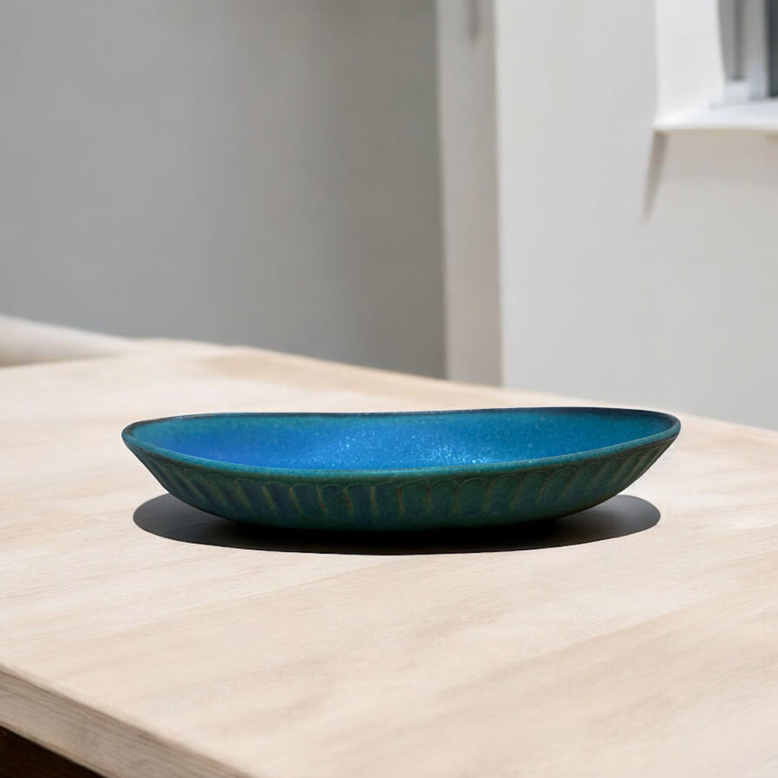 楕円皿　ブルー