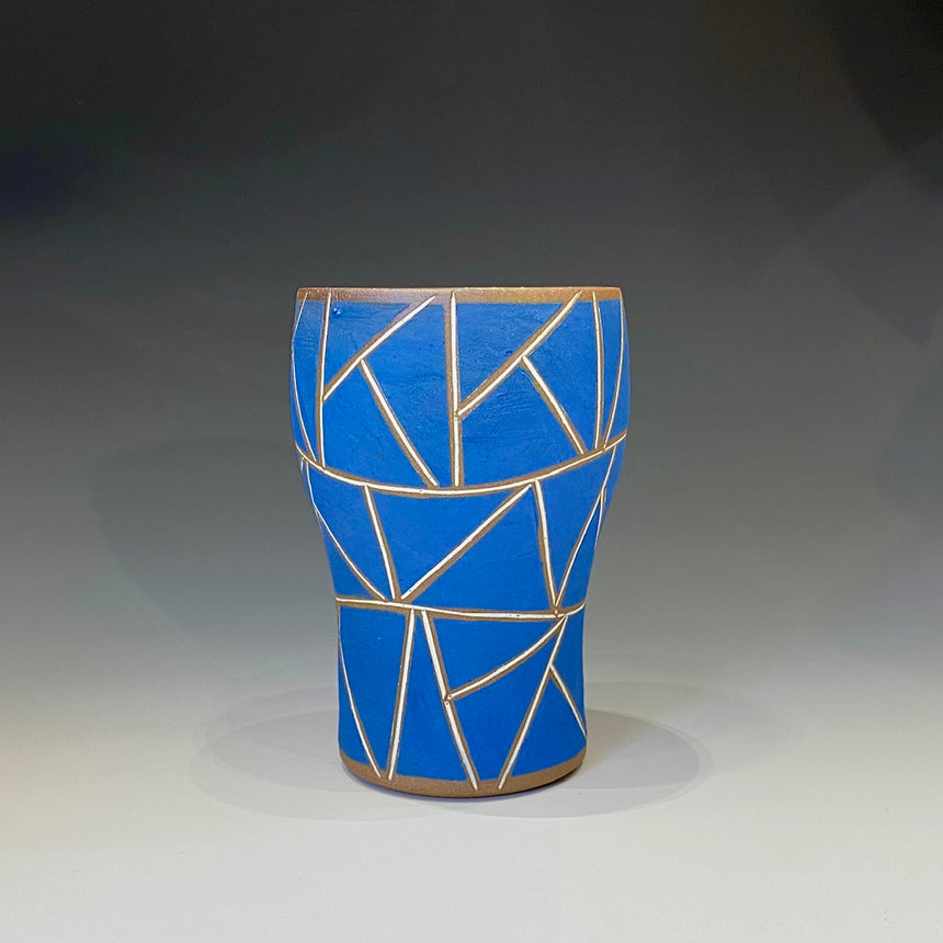 Line inlaid square beer cup round blue