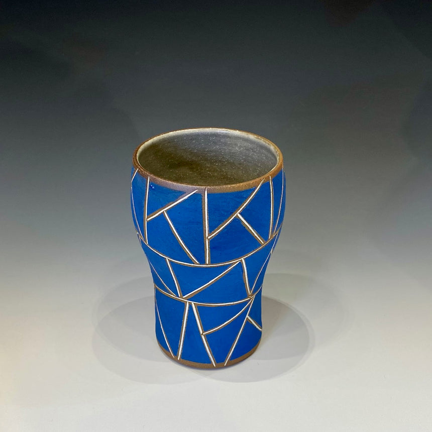 Line inlaid square beer cup round blue