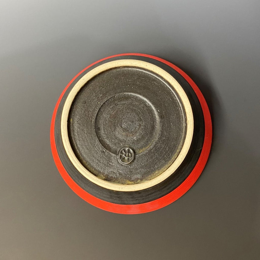Red 4 inch flat bowl (black inside)