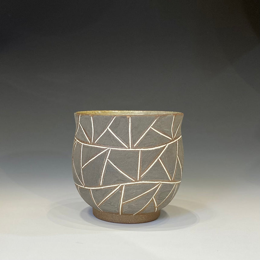 Colored line inlaid teacup gray